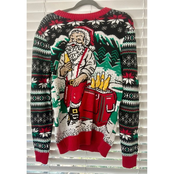 Ugly Christmas Sweater - Santa And Drink Cooler Womens Size Small - Picture 4 of 9